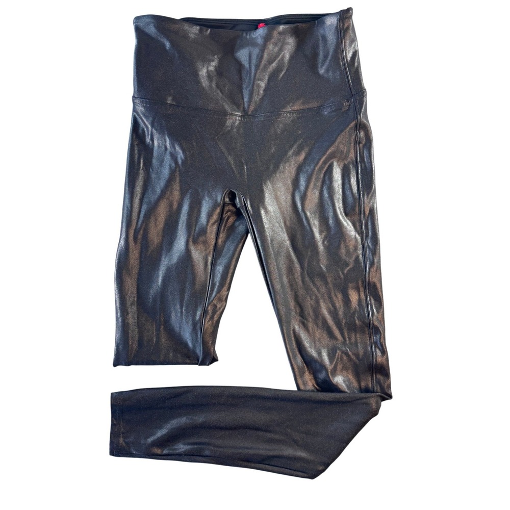 Spanx Faux Leather Leggings Black High Waisted Shaper Medium M 20255R